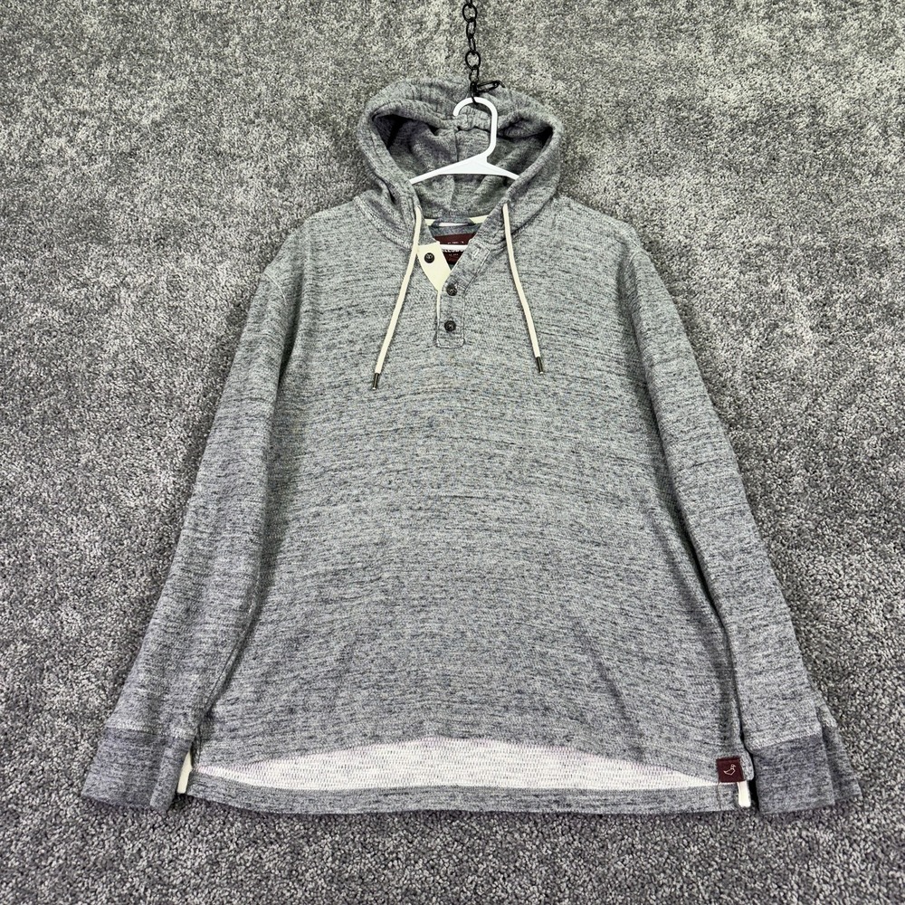 Alesbury Hoodie Mens Large Gray Lightweight Henley Button Knit Pullover Cotton